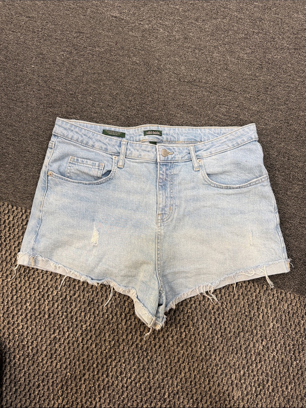 wild fable Light Blue High-Rise Distressed Denim Shorts